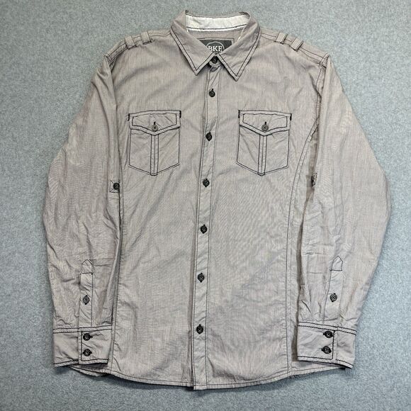 BKE Button-Up Shirt Men’s XL Gray Pocket Western Workwear Y2K Style 11317NM - Picture 1 of 14